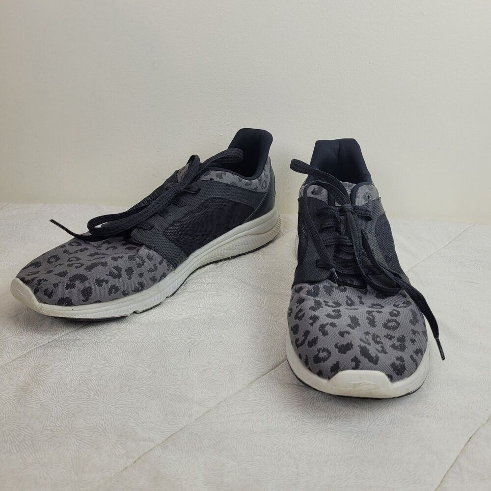 AVIA Deluxe Trainer Women's Gray Leopard Print Fabric Memory Foam Sneaker Sz 12 - Picture 2 of 12